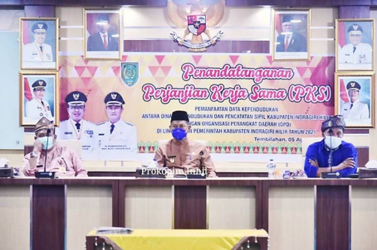 Wabup Inhil Saksikan Penandatanganan Kerjasama Antara Disdukpencapil dengan 9 OPD
