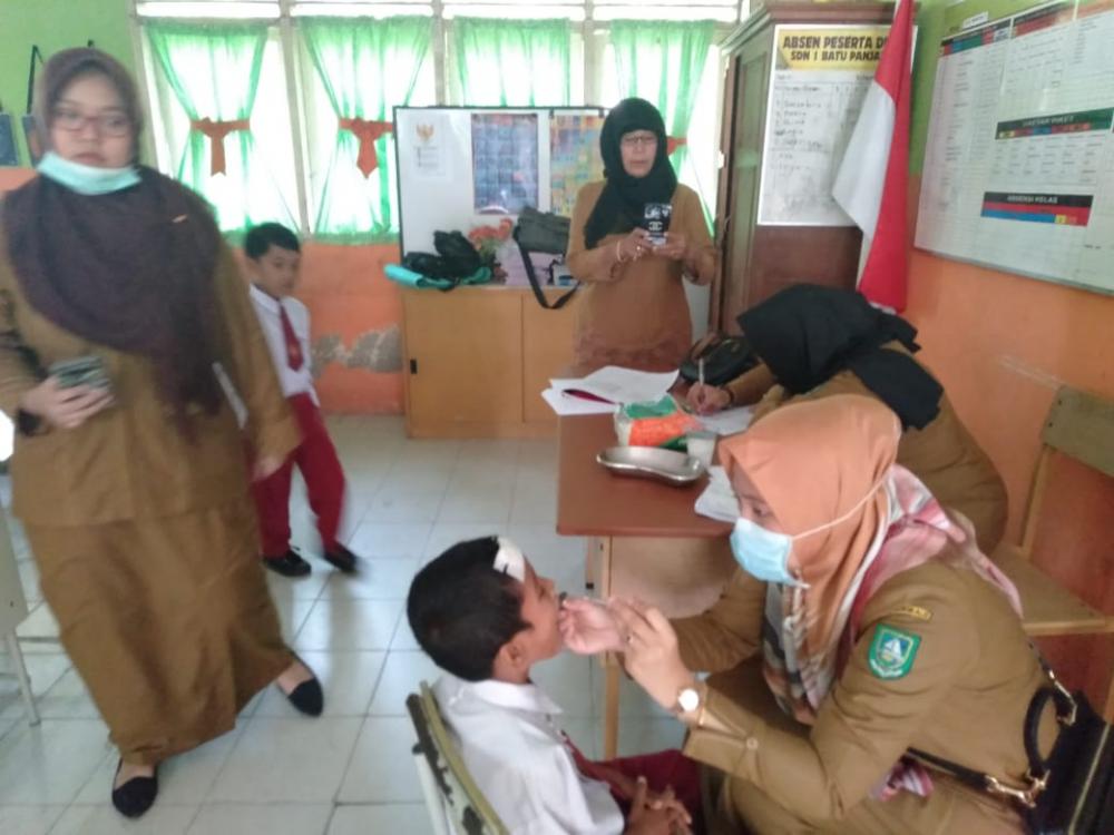 Puskesmas Batupanjang Gelar Penjaringan Kesehatan  Anak kelas 1 SD N1 Rupat