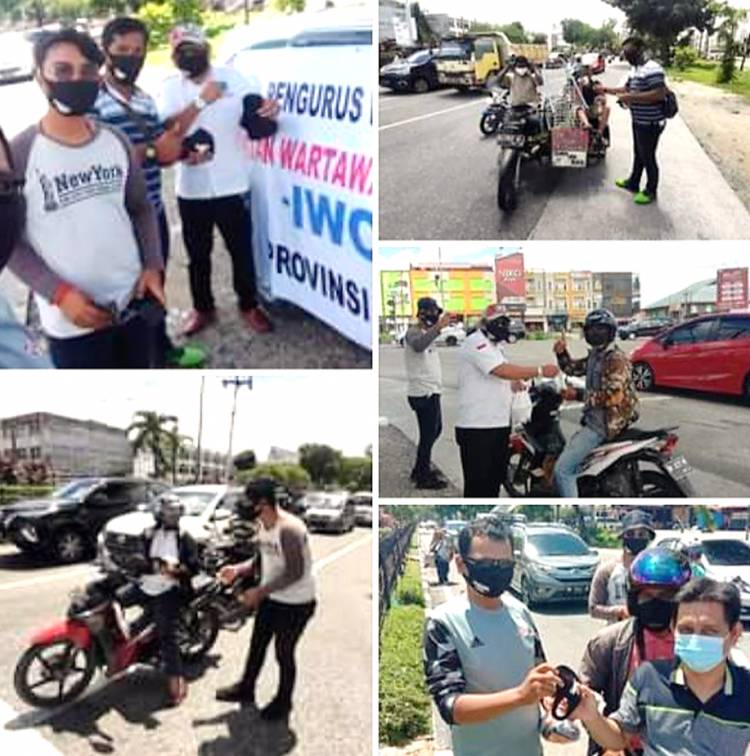 IWO Riau Bagikan 500 Masker sebagai Bentuk Kepedulian Wartawan pada Kesehatan Masyarakat
