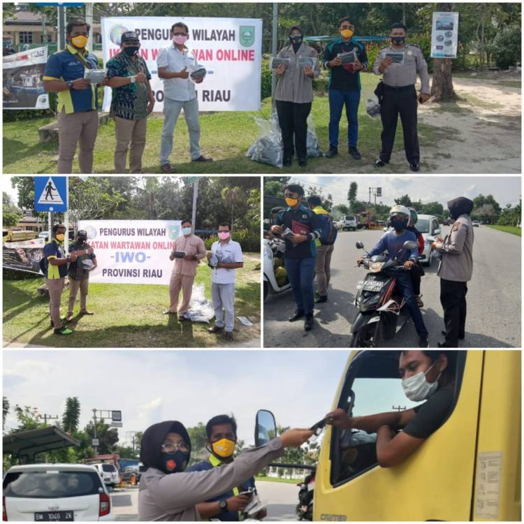 Lagi Ribuan Masker Gratis Dibagikan, Kali ini Dilakukan oleh IWO Riau dan Polsek Rumbai 