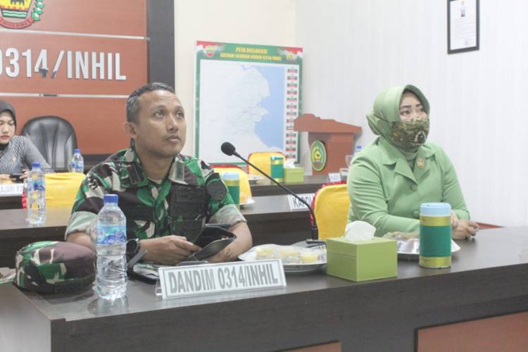 Dandim 0314/Inhil Ikuti Vidcon Pengukuhan Danrem 031/Wirabima dan Ketua Persis KCK sebagai BAAS