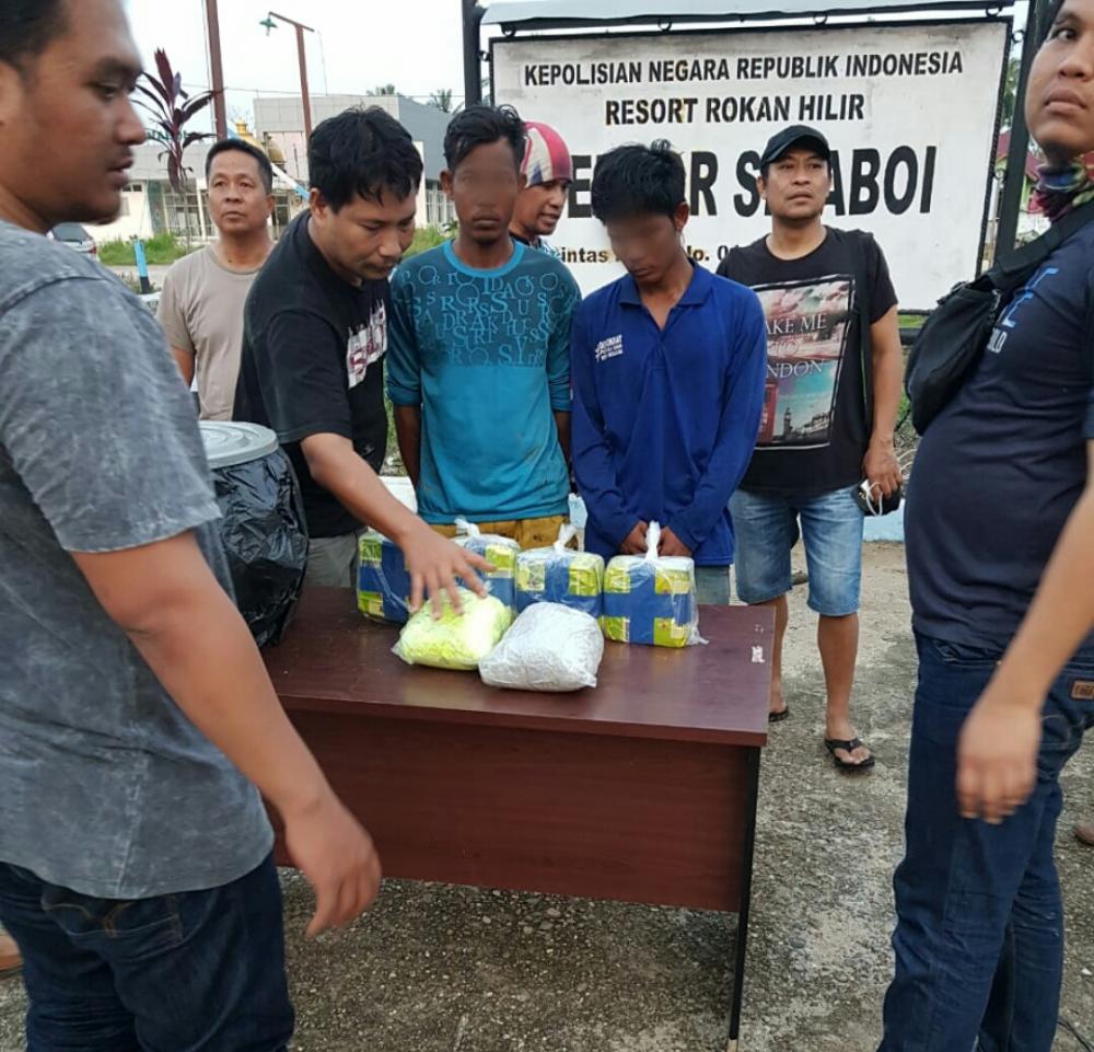 Ribuan Butir Extacy Beserta 4 Bungkus Sabu-sabu Diamankan BNN Pusat dan Polsek Sinaboi dari 3 Orang Kurir di Rohil