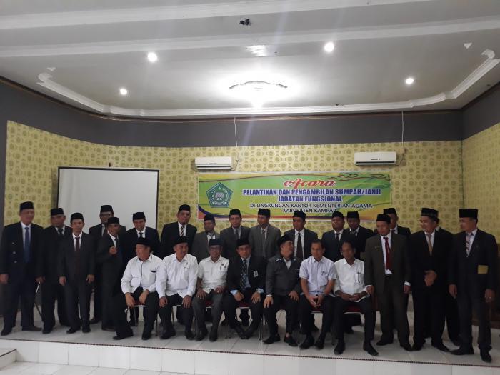 Pelantikan Dan Pengambilan Sumpah /janji Jabatan Fungsional Lingkungan Kantor Kementrian Agama  Kabupaten Kampar