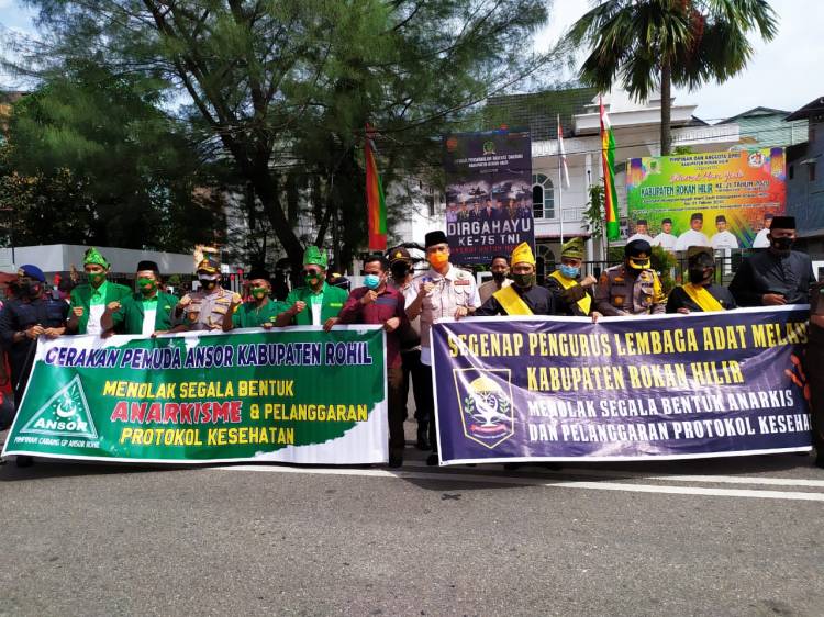 Sejumlah Ormas di Rohil Deklarasikan Tolak Unras Anarkisme dan Pelanggar Prokes