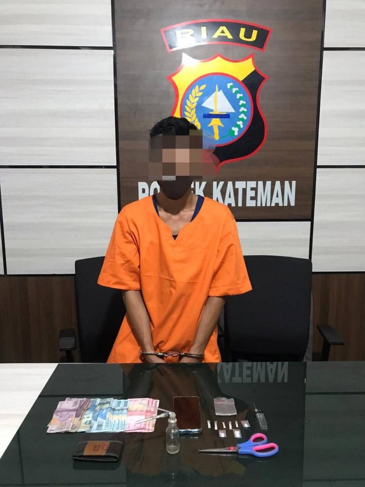Polsek Kateman Amankan Seorang Pemuda Terduga Pelaku Penyalahgunaan Narkotika