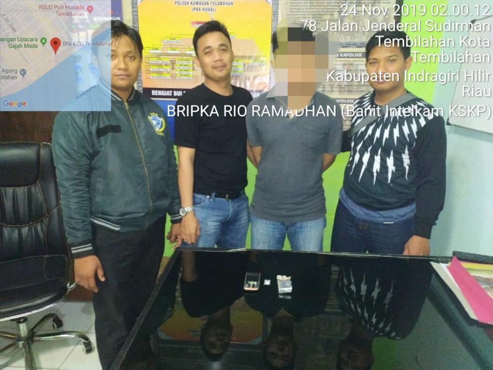 Tim Opsnal Polsek Kawasan Pelabuhan Tembilahan Membekuk Seorang Pria Tindak Pidana Narkoba Jenis Shabu