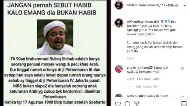 Rabithah Alawiyah Memberikan Bukti Habib Rizieq Shihab Keturunan Nabi Muhammad, Nikita Mirzani Menyerukan Jangan Panggil Habib Rizieq Shihab Sebagai Habib