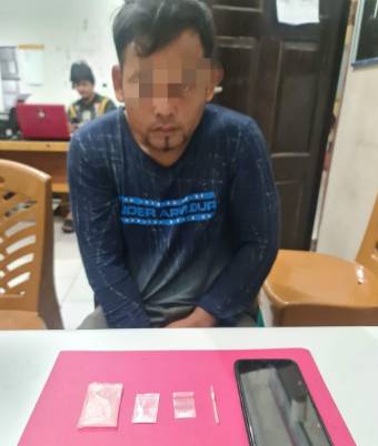 Lagi Seorang Pengedar Sabu Diciduk Resnarkoba Polres Kampar di Desa Kuntu Darussalam