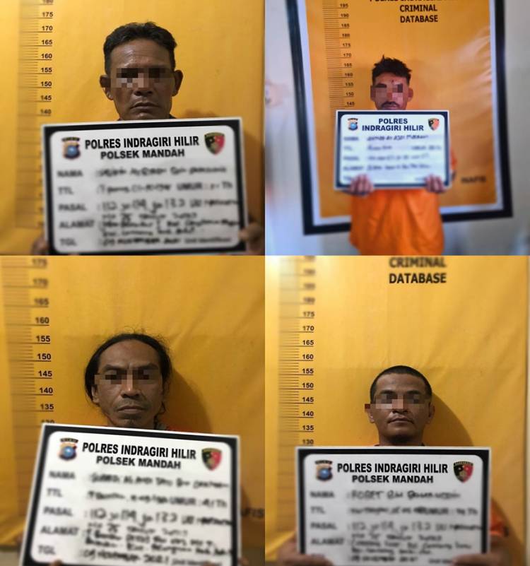 Polres Inhil Ungkap Transaksi Narkoba di Perairan Mandah, 4 Orang Pelaku Ditangkap