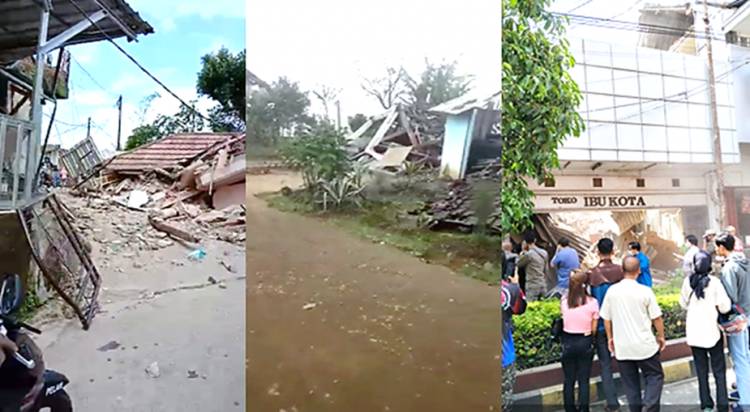 Sejumlah Bangunan Hancur oleh Gempa Bumi Berkekuatan M  5,6 yang Guncang Cianjur