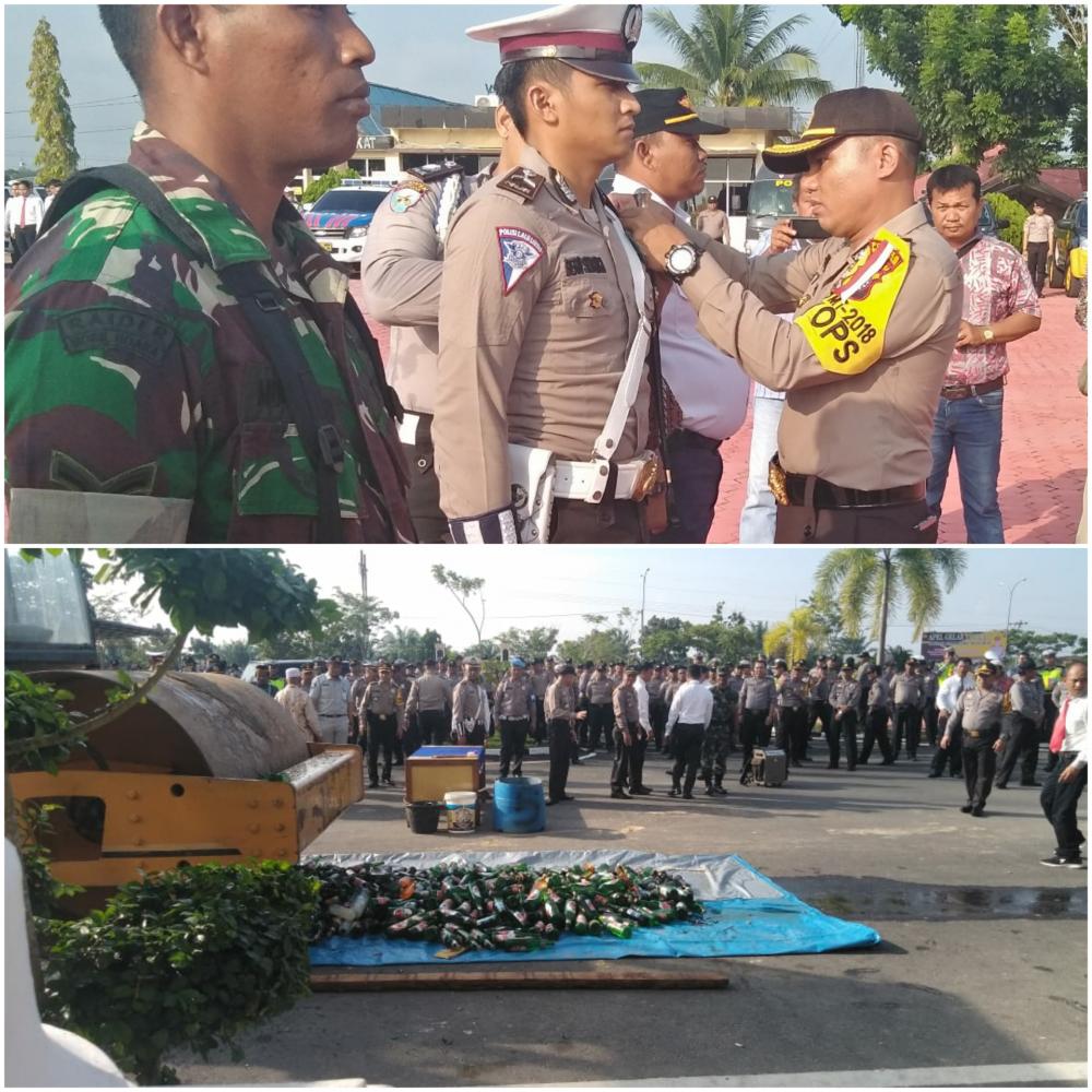 Apel Gelar Pengamanan Natal dan Tahun Baru Polres Rohil Juga Sekaligus Musnahkan Hasil Sitaan