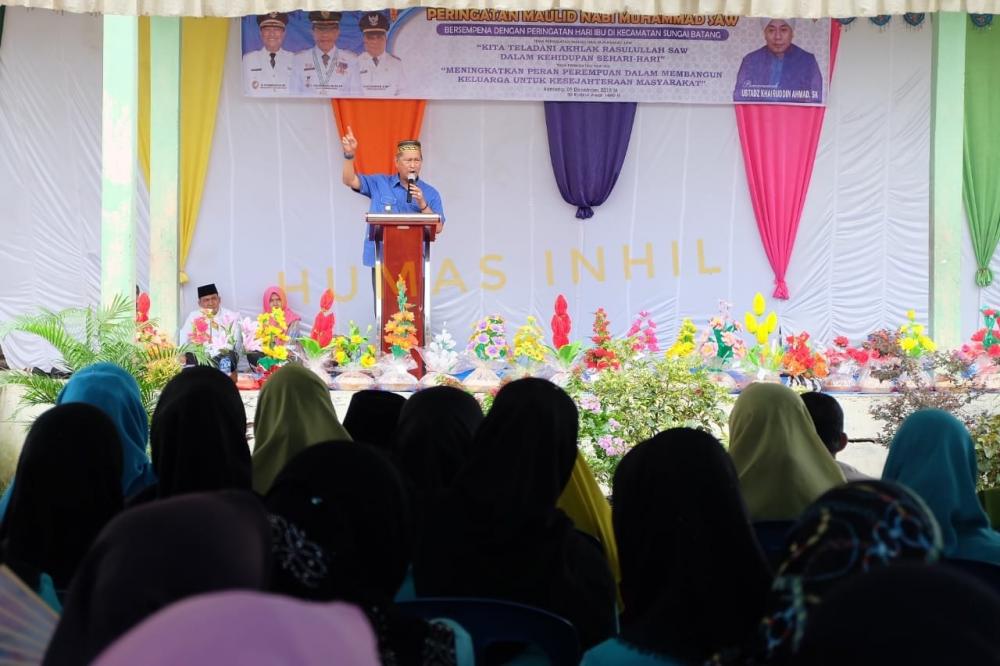 Wabup Inhil H Syamsuddin Uti Hadiri Maulid Nabi di Sungai Batang