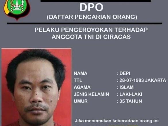 Tampang Depi, Buron Pengeroyok Anggota TNI di Ciracas