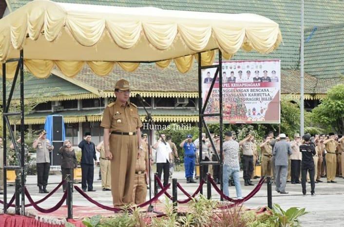Bupati Inhil HM Wardan Pimpin Apel Kesiapan Penanggulangan Bencana dan Penanganan Karlahut