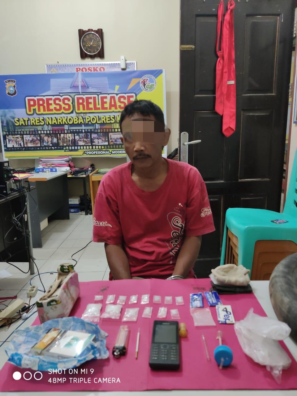 Seorang Pengerar Shabu Diringkus Resnarkoba Polres Kampar di Desa Gunung Sari