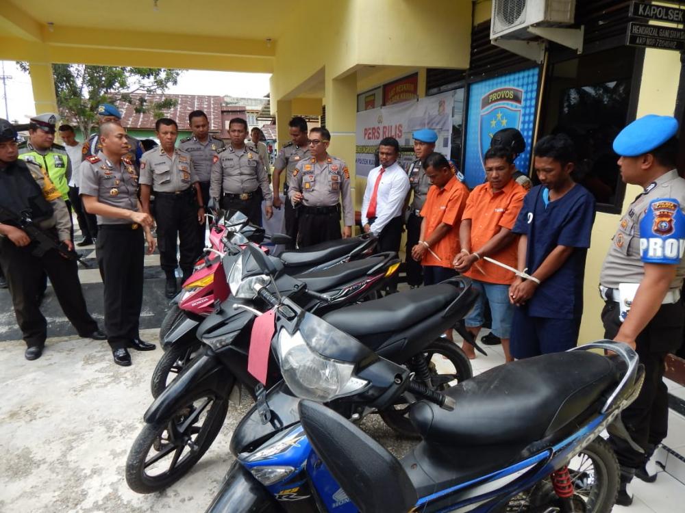Polsek Kampar Ringkus 3 Pelaku Curanmor dan Temukan 7 Sepeda Motor Diduga Hasil Kejahatan
