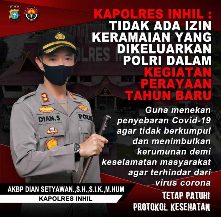 Kapolres Inhil Tegaskan tidak Akan Keluarkan Izin Keramaian di Malam Puncak Tahun Baru