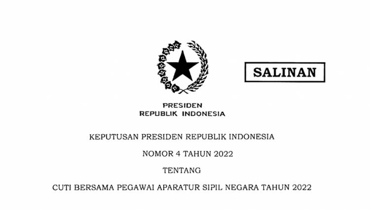 Ini Kutipan Keppres 4/2022 tentang Cuti Bersama ASN Tahun 2022, Simak Infonya