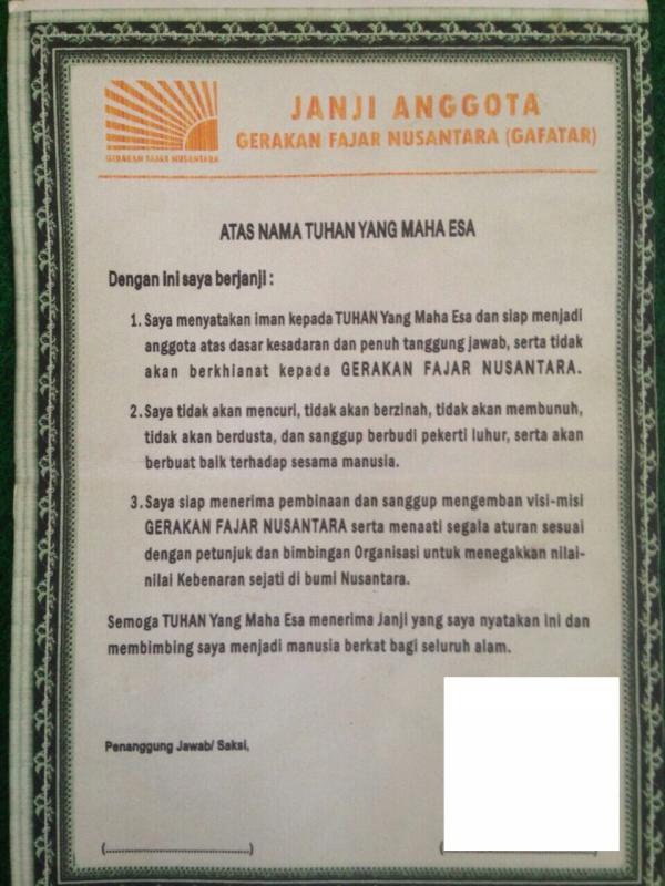 Ini dia, Isi Perjanjian Anggota Gafatar