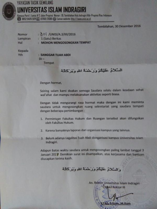 Dinilai Belum Legal, Unisi Usir Sanggar Tuah Abdi