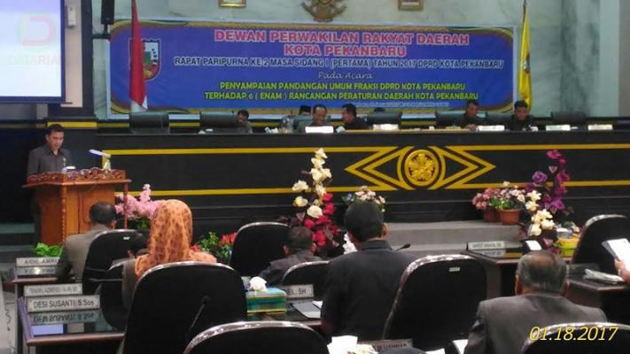Fraksi DPRD Pekanbaru Sampaikan Pandangan Umum terhadap 6 Ranperda