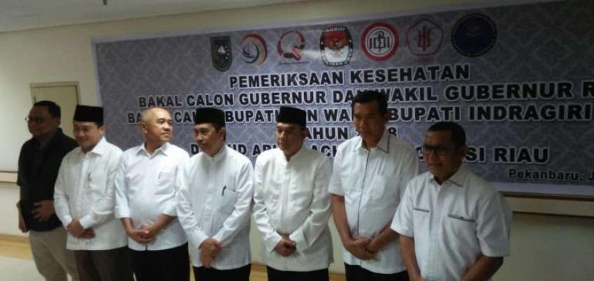 Hasil Tes Kesehatan Bapaslon Pilgubri dan Pilbup Inhil Diterima KPU