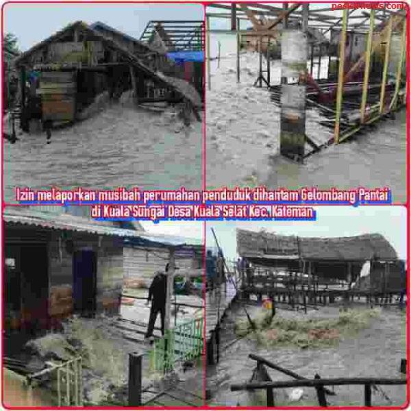 19 Rumah di Tembilahan Ambruk Dihantam Gelombang Pantai
