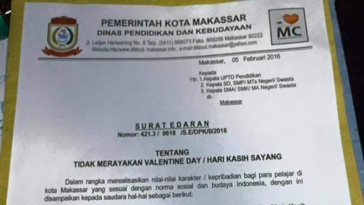 Dinas Pendidikan Terbitkan Surat Edaran Larangan Pelajar Rayakan Valentine
