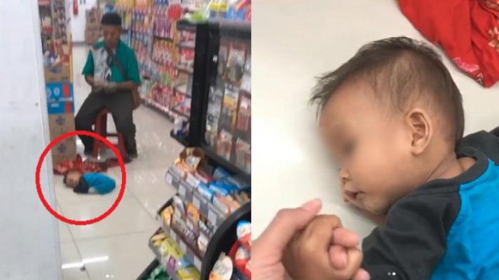 Viral, Video Balita Tergeletak Lemas di Lantai Minimarket, si Bapak Malah Asyik Menghitung Uang, Terenyuh!