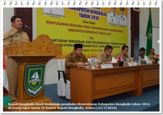 Amril Mukminin Buka Musrenbang Kabupaten Bengkalis Tahun 2016