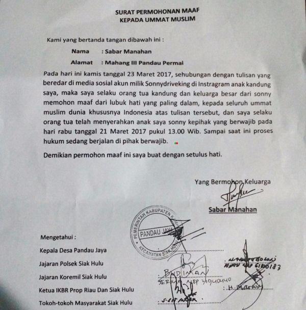 Anaknya Menistakan Agama Islam, Sabar Manahan Minta Maaf kepada Seluruh Umat Muslim Dunia