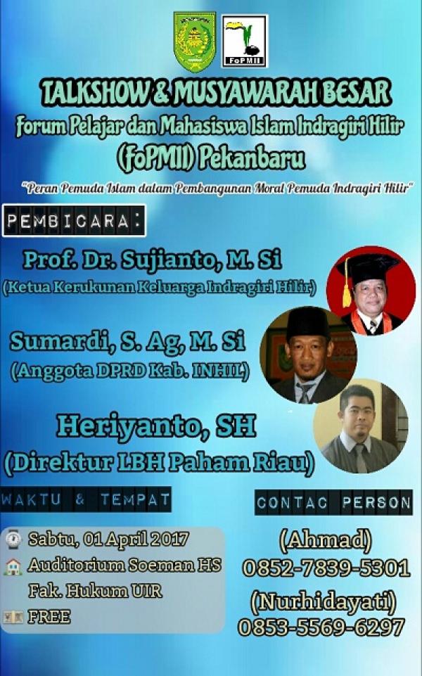 Mahasiswa Asal Tembilahan Diundang Talk Show di Aula Soeman HS Universitas Islam Riau, Ini Jadwalnya..