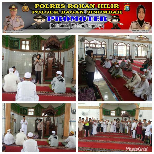 Ini Pesan Kamtibmas Kapolsek Bagan Sinembah Saat Gelar Sambang dan Safari Jumat di Mesjid Raya An Nur
