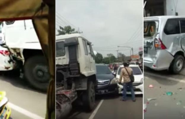 Video Detik-detik Kontainer Seruduk 9 Kendaraan di Purwakarta