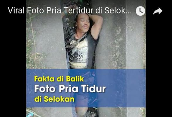 Viral Foto Pria Tertidur di Selokan, Begini Fakta di Baliknya
