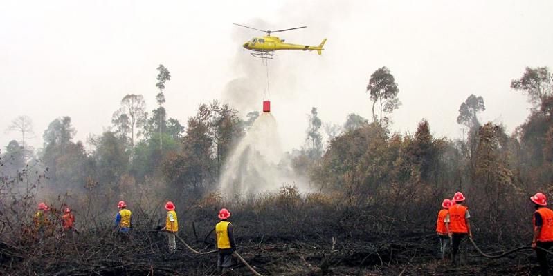 2 Helikopter, Padamkan Kebakaran di 2 Desa Siak Kecil