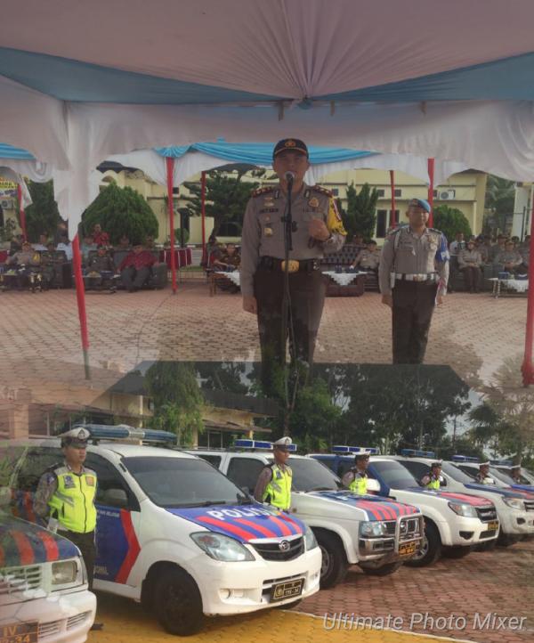 Gelar Pasukan Operasi Muara Takus, Kapolres Rohil Sampaikan Amanat Ka Korlantas Polri