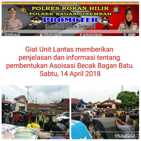 Pembentukan Asosiasi Becak Bagan Batu, Polsek Bagan Sinembah Sampaikan Ini 