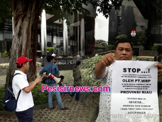 Terkait dugaan perambahan hutan oleh PT WRP di Rokan Hilir, ini kata GERBRAK di depan kantor KPK