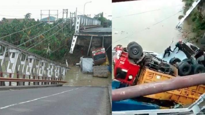 Video Detik-detik Jembatan Widang Ambruk Beredar di Media Sosial, Sejumlah Truk Jatuh ke Sungai
