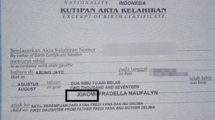 Viral Bayi Lahir Diberi Nama Xiaomi, Ternyata Ini Arti Sebenarnya