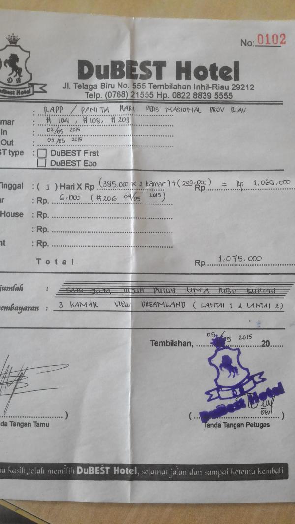 Tak ada Malu, Manajemen RAPP tak Bayar Uang Hotel