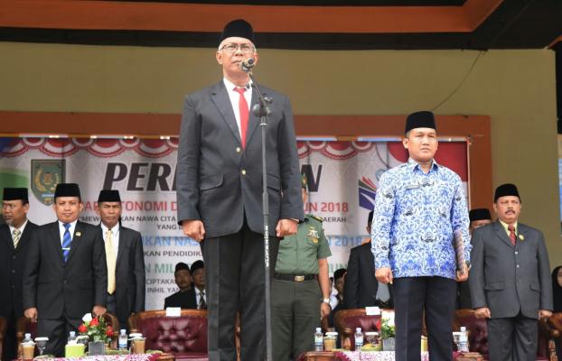 Pemkab Inhil Taja Upacara Hardiknas, Otda dan Pencanangan Milad Inhil Tahun 2018
