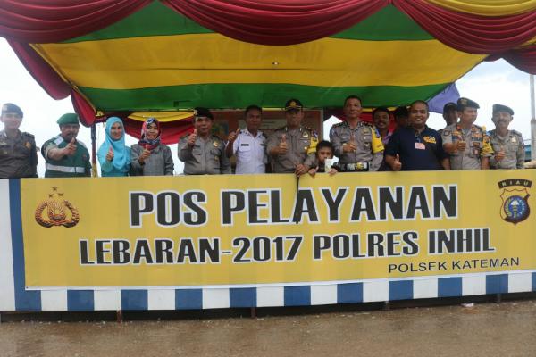 Kapolres Inhil meninjau pos pengamanan lebaran di Guntung,kec kateman Inhil