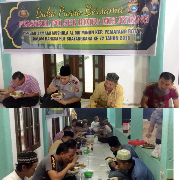 Kapolsek Rimba Melintang dan Jajarannya Berbuka Puasa Bersama Jamaah Musholah Al Mukminun 