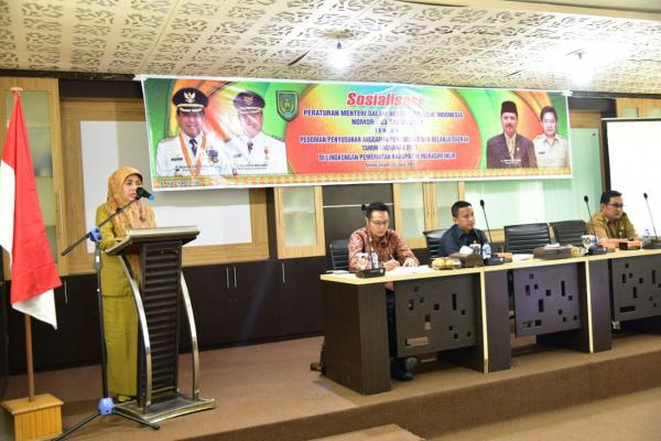 ASISTEN 3 SETDA INHIL MEMBUKA SOSIALISASI PERMENDAGRI NO. 33 TH 2017.