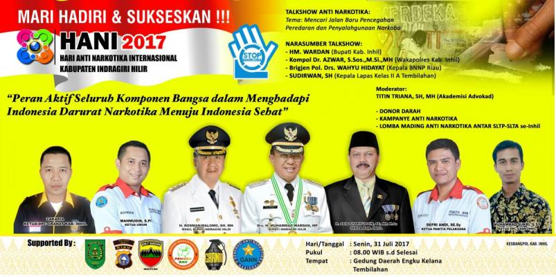 Peringatan Hari Anti Narkotika Inhil( HANI )di ikuti Tiga Ormas penggiat Anti Narkotika.