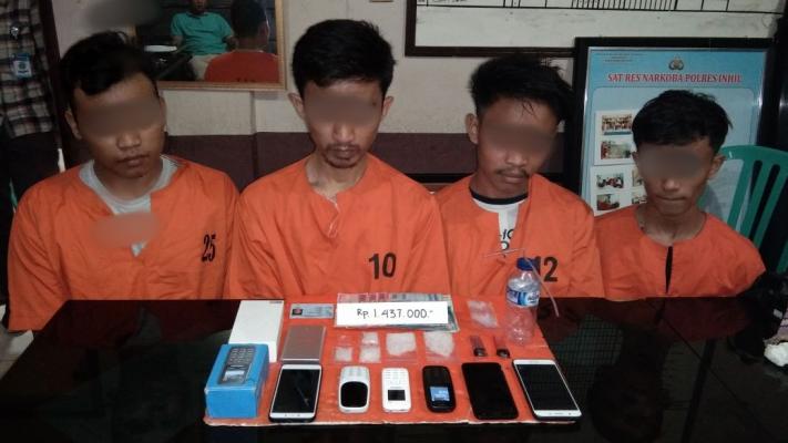 Polres Inhil Bekuk 4 Pria Terduga Pelaku Tindak Pidana Narkotika 