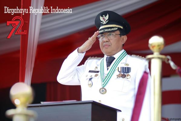Bupati Inhil Pimpin Upacara Detik - Detik Proklamasi Kemerdekaan RI Ke - 72
