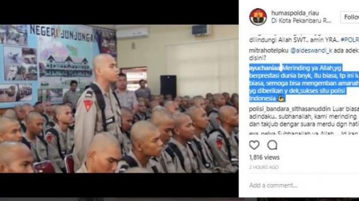 Lantunkan Ayat Suci Al-Quran, Suara Siswa Bintara Polisi di Pekanbaru Ini Bikin Merinding 